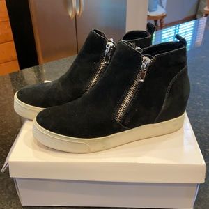 Steve Madden black suede ankle sneaker wedges